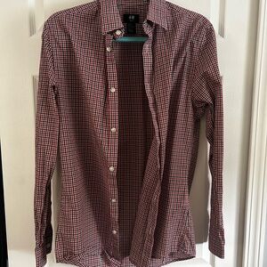 H&M Men's Red and White Checkered Shirt